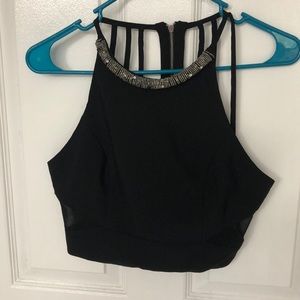 Black high neck crop top